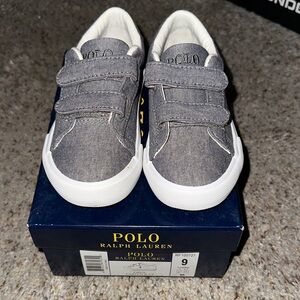 Polo by Ralph Lauren Kids Gray Canvas Hook-and-Loop Sneakers